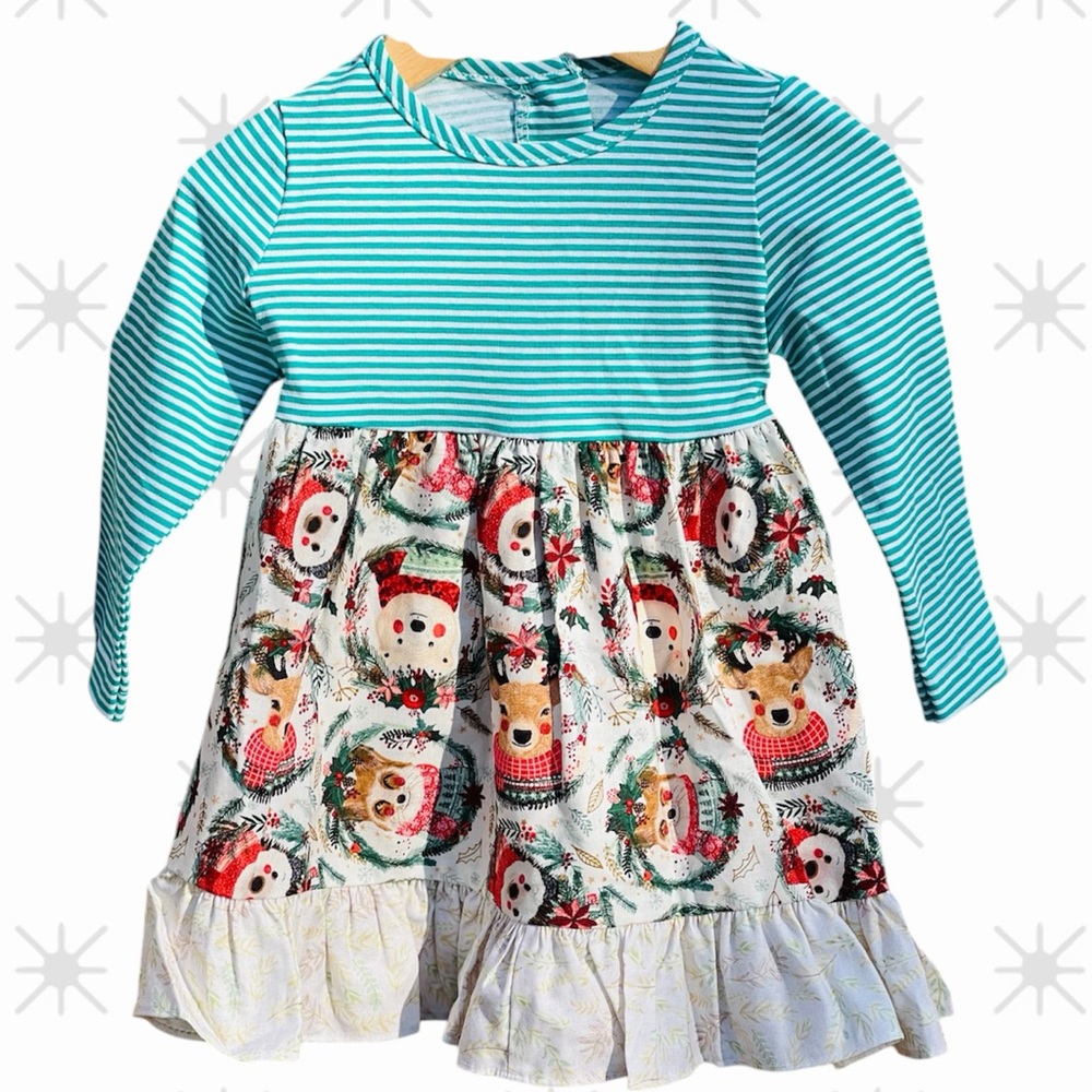 Ricrac & Ruffles holiday striped ruffle dress NWT